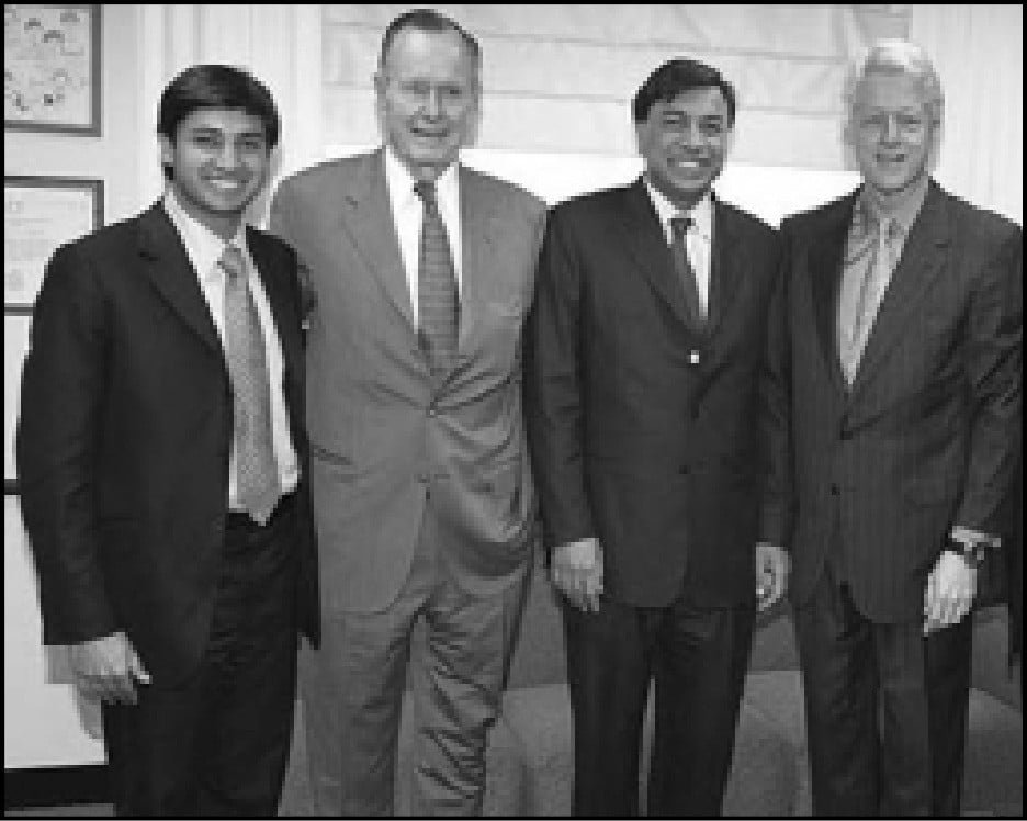 Businessman Lakshmi Mittal is photographed with his son Aditya Mittal  News Photo - Getty Images